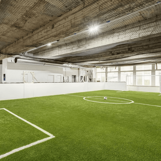 Terrain intérieur de soccer au Champions Room à Montréal permettant de jouer et s’entraîner toute l’année.
