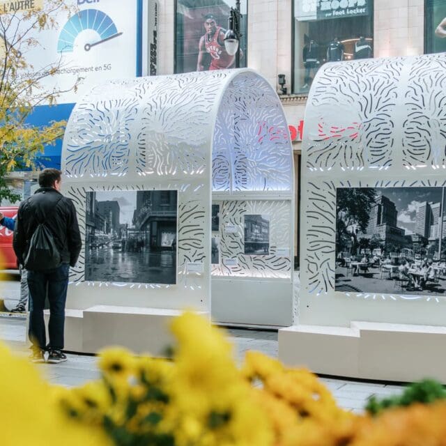 Actions pendant les travaux de la rue Sainte-Catherine Ouest : exposition Oasis
