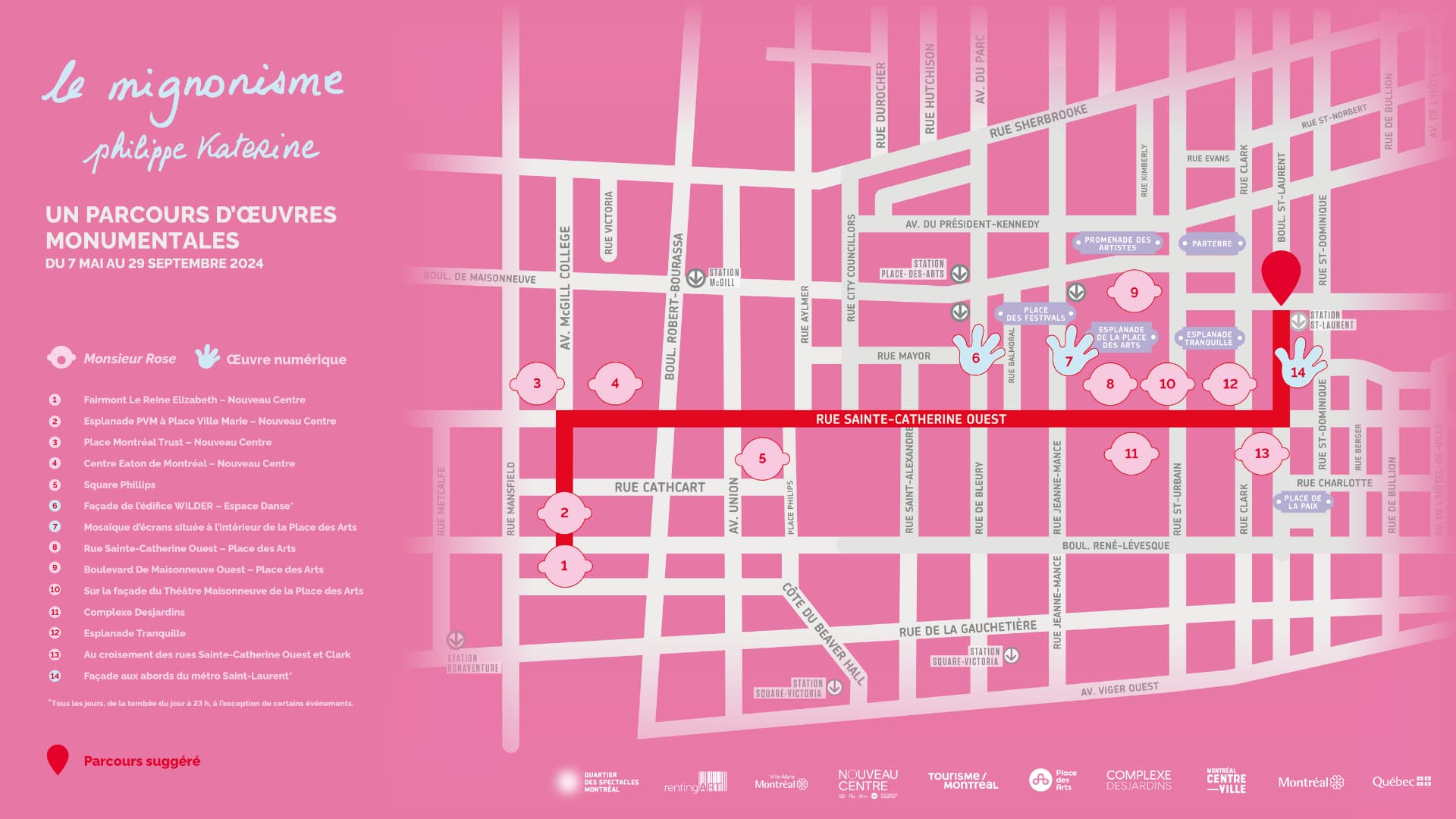 Le parcours du Mignonisme, au centre-ville de Montréal