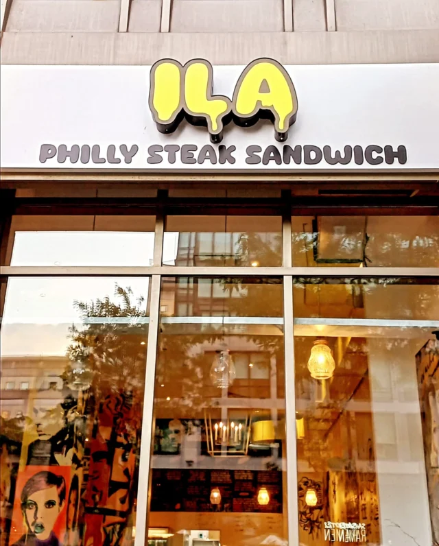 Vue extérieure du Ila Philly Steak Sandwich sur la rue Sainte-Catherine O.