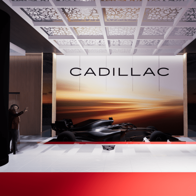 Installation immersive Cadillac Hub avec voiture de démonstration Cadillac F1 au Fairmont The Queen Elizabeth.